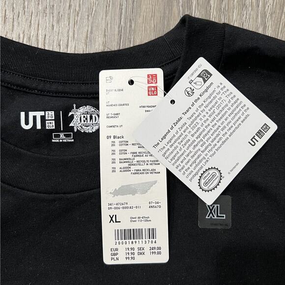 Legend of Zelda x Uniqlo Men’s XL Tears of the Kingdom UT T-shirt 2024 Black NEW - Picture 4 of 9